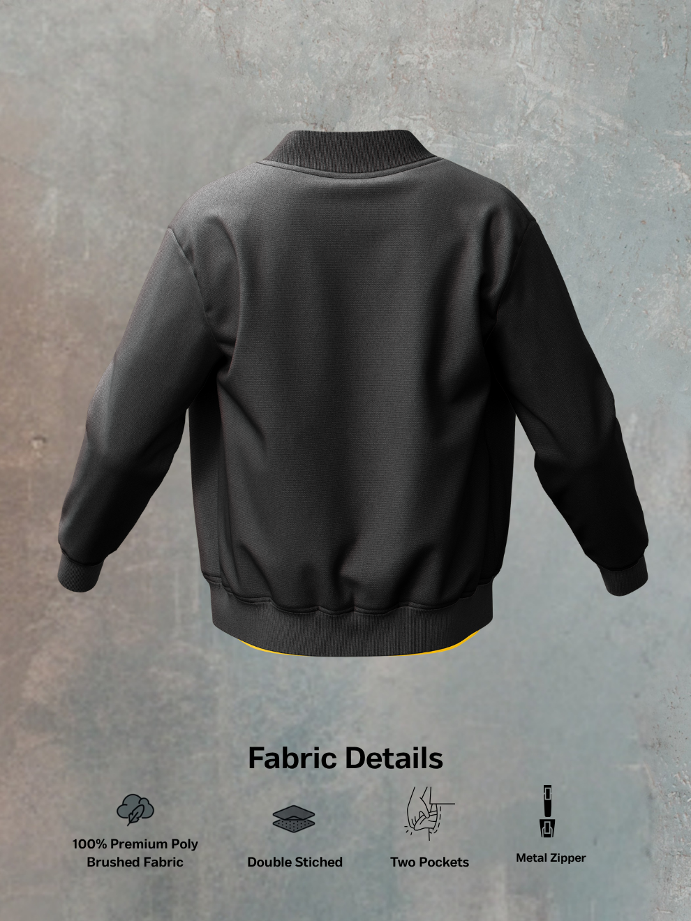 Black Solid Regular Fit Jacket