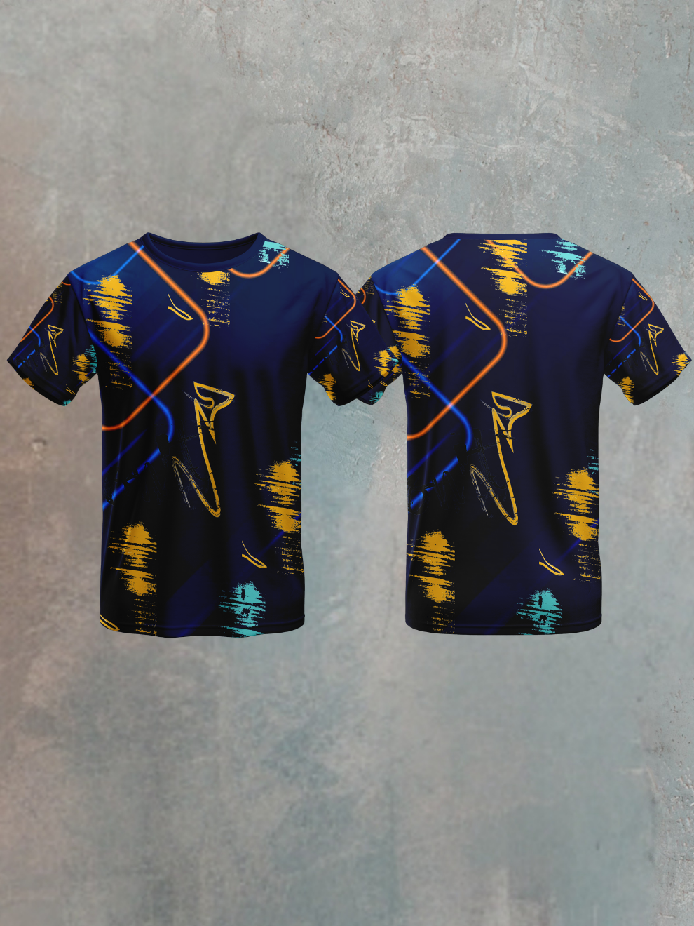 Neon Black Scattered Pattern Sports T-shirt for men