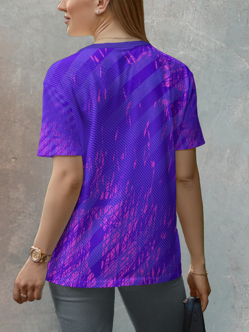 Magenta Blaze Abstract Brush Stroke Pattern Sports T-shirt for women