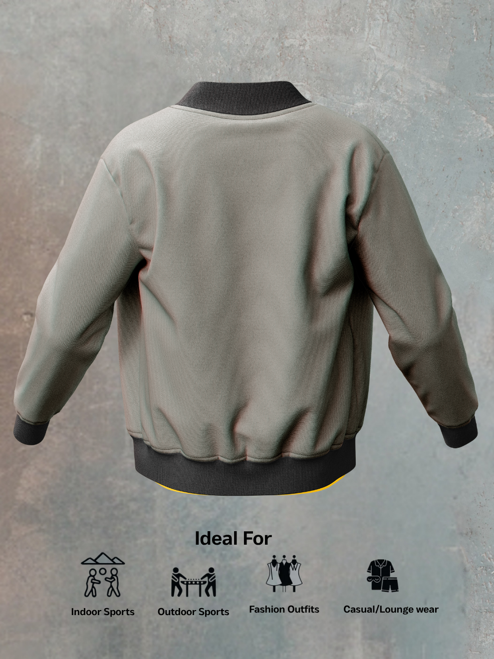 Stone Grey Solid Regular Fit Jacket