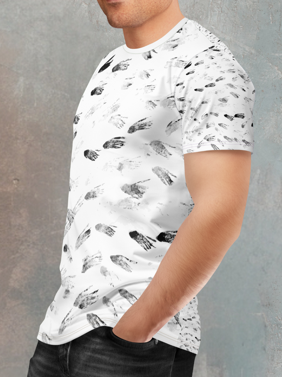 Storm White Brush Stroke Pattern Slim Fit Sports T-shirt for men