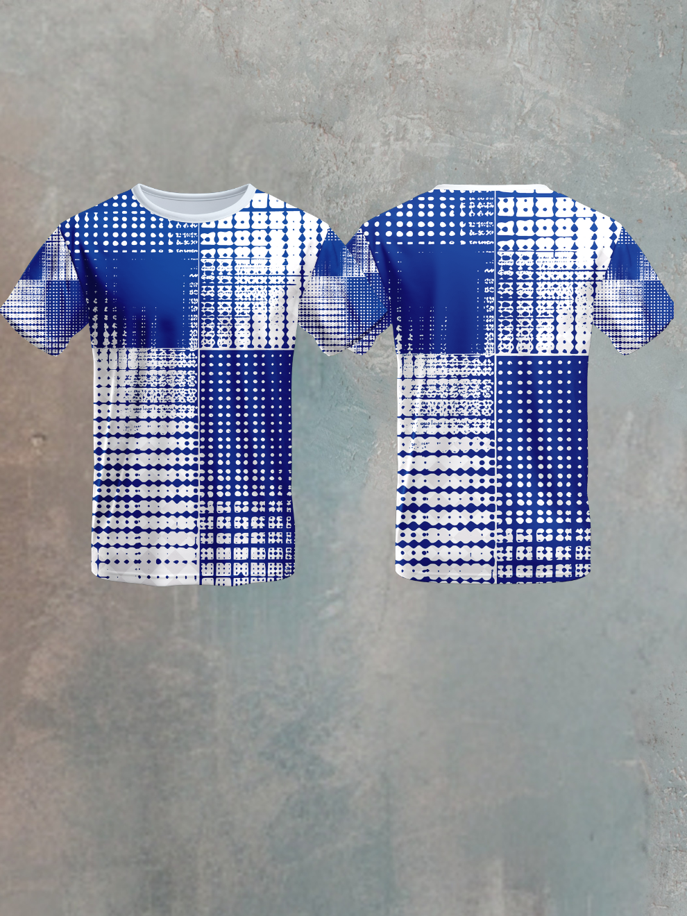 Storm Blue Abstract Geometric Grid Pattern Sports T-shirt for men