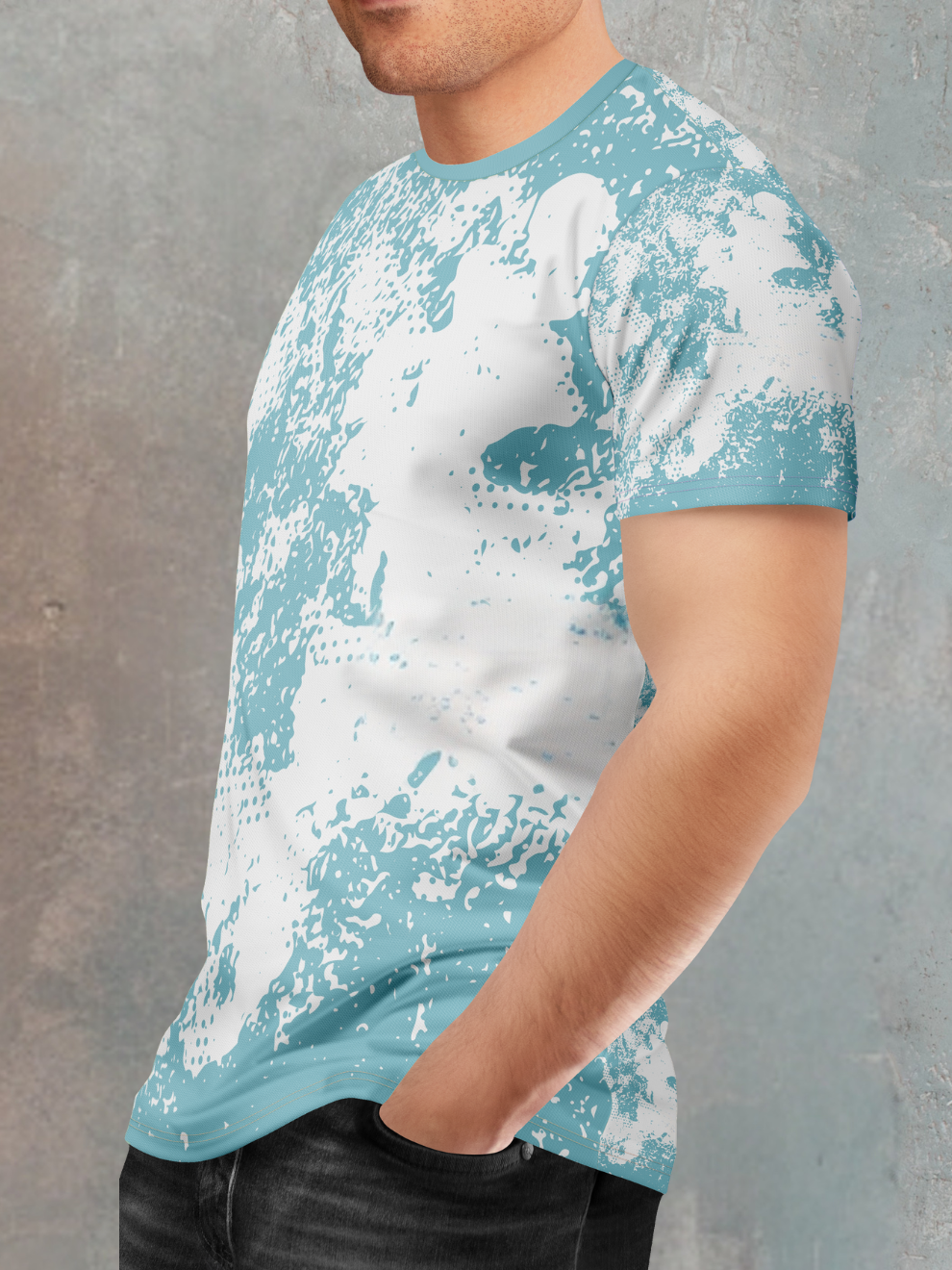 Frost Mist Aqua Pixel Drift Pattern Slim Fit Sports T-shirt for men