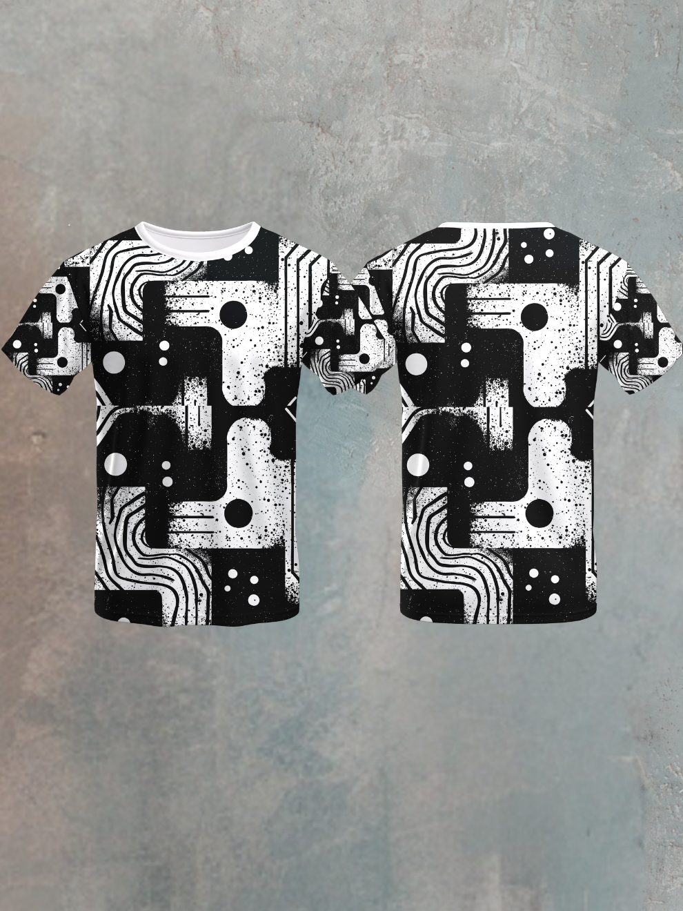 Core Black Abstract Circuit Board Pattern Sports T-shirt for men