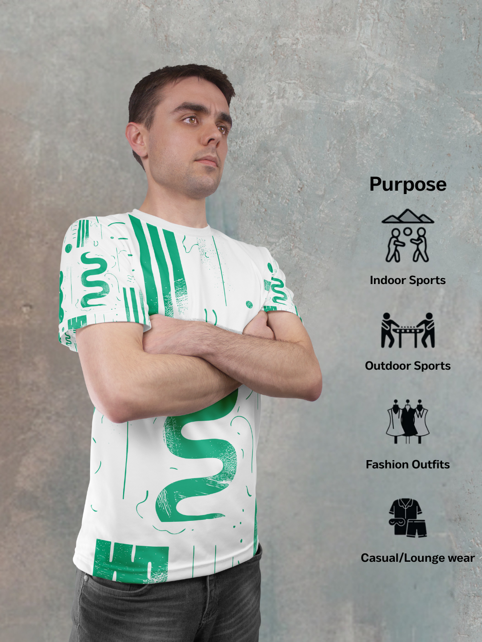 Pixel Green Abstract Motion Pattern Slim Fit Sports T-shirt for men