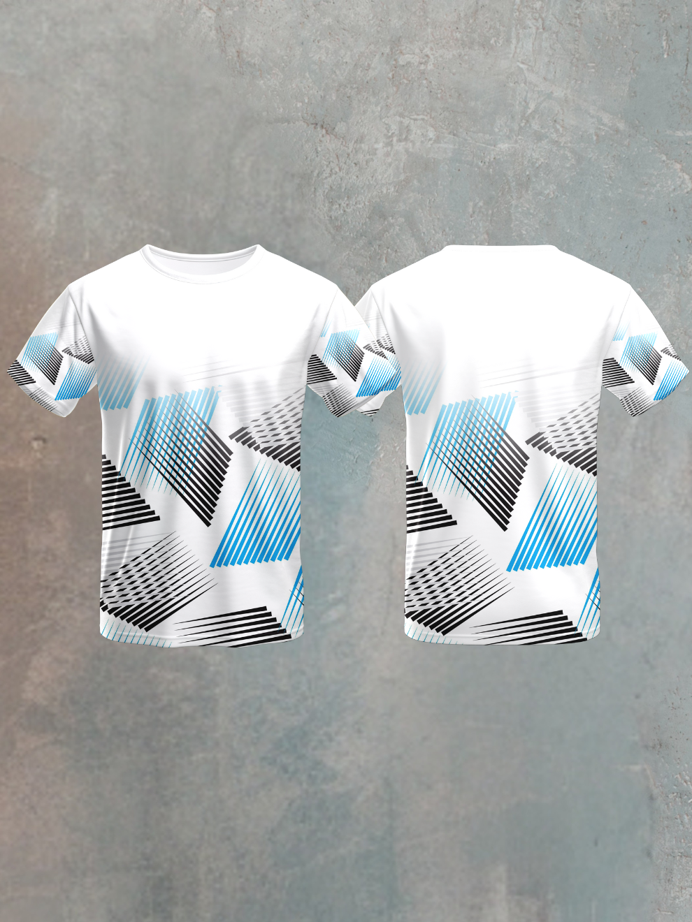 Pixel White Geometric Strip Pattern Sports T-shirt for men