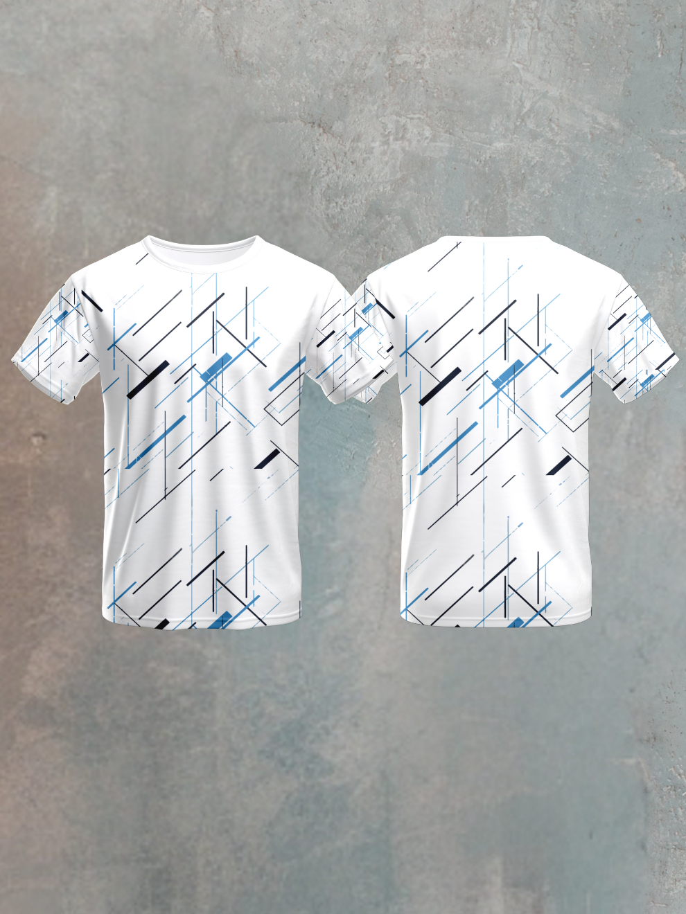 White Base Abstract Pattern Sports T-shirts for men