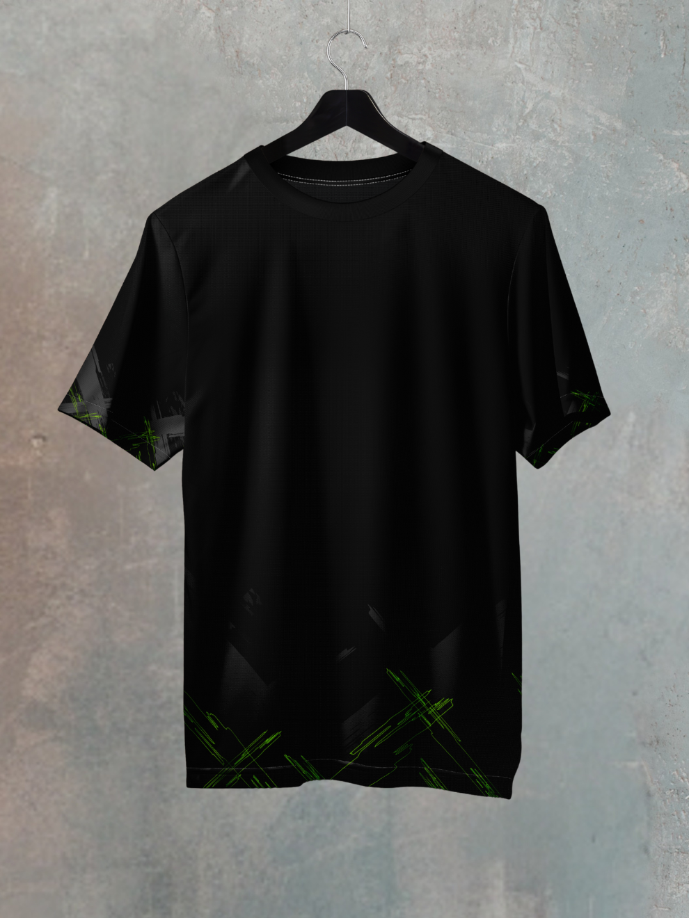 Sleek Black Cross Fade Pattern Slim Fit Sports T-shirt for men