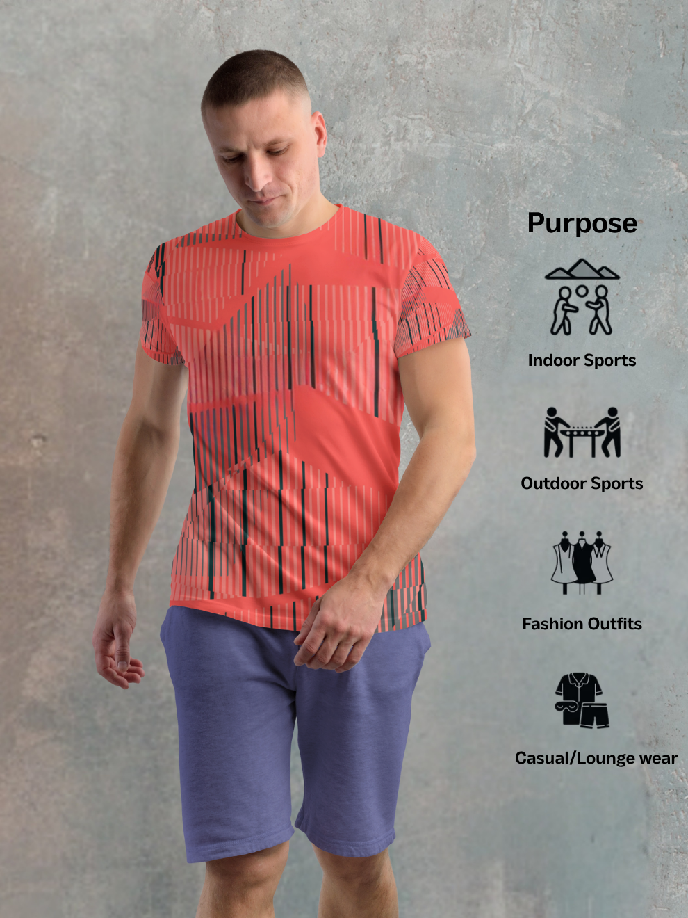 Core Stack Line Pattern Slim Fit Sports T-shirt for men