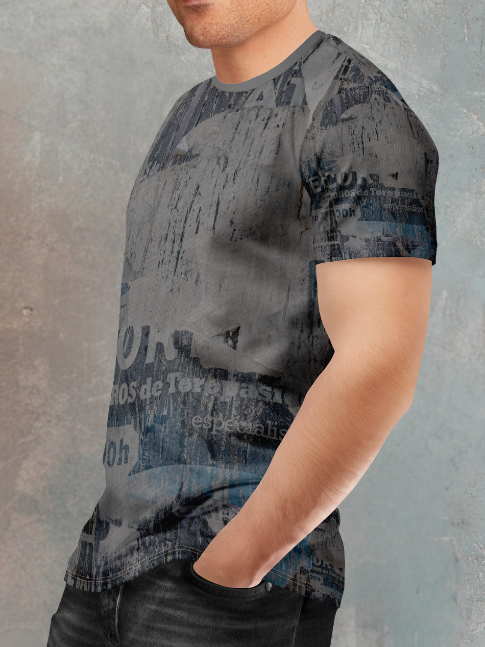 Brown Messy Look Pattern Slim Fit Sports T-shirt for men