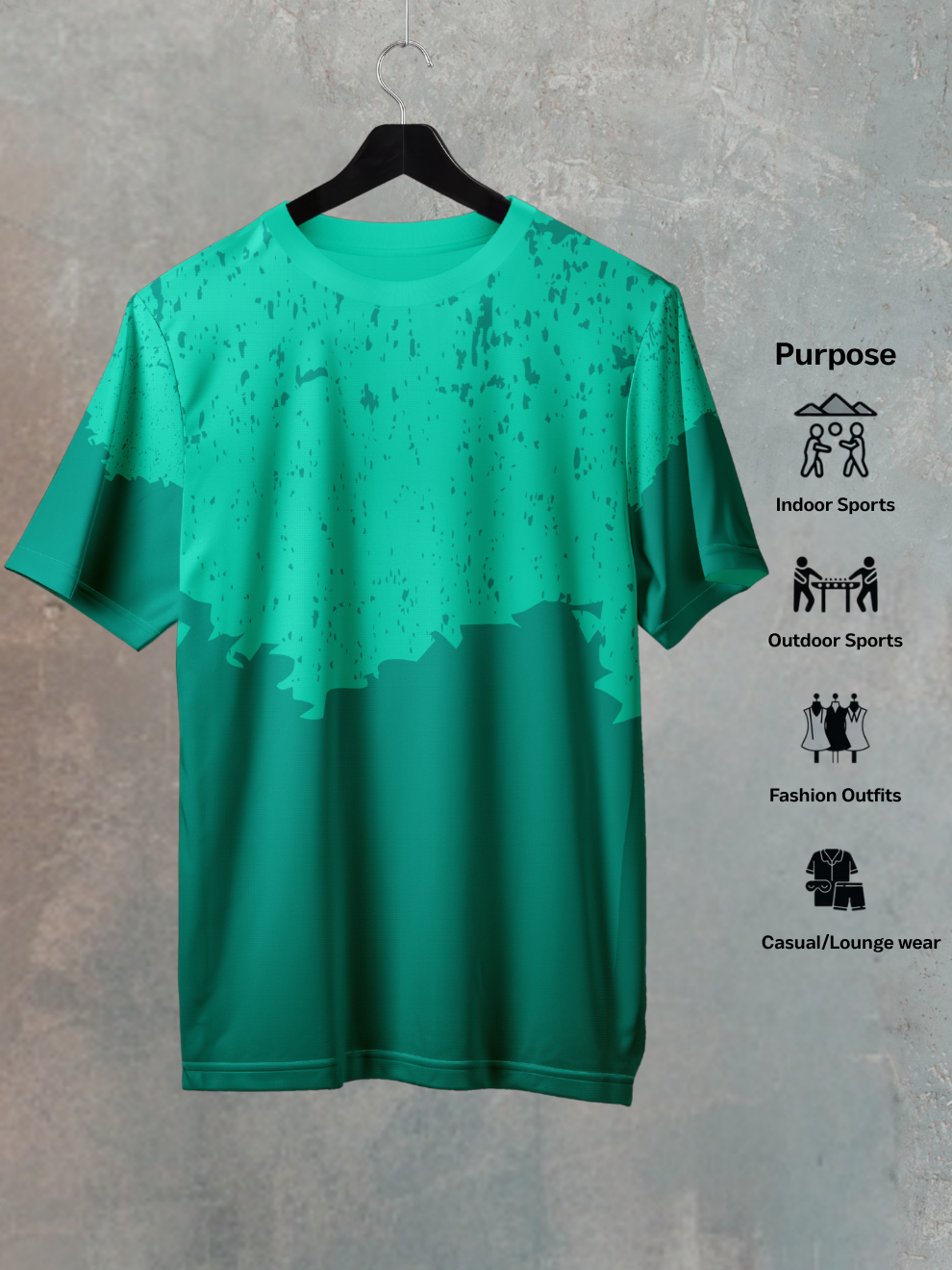 Aqua Teal Mesh Pattern Slim Fit Printed T-shirt for men
