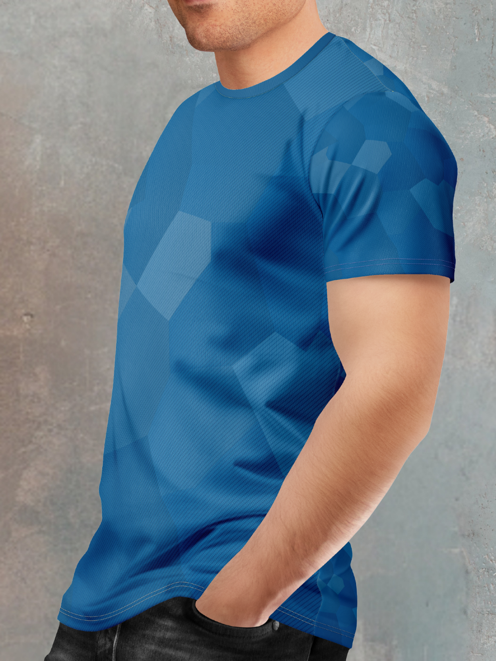 Velocity Blue Stream Pattern Slim Fit Printed T-shirt for men