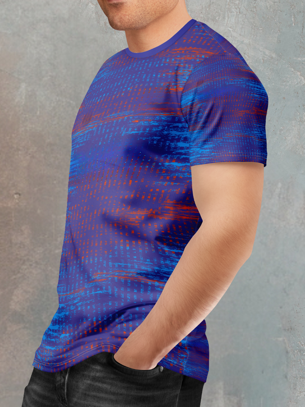 Bolt Blue Strike Zone Pattern Slim Fit Printed T-shirt for men