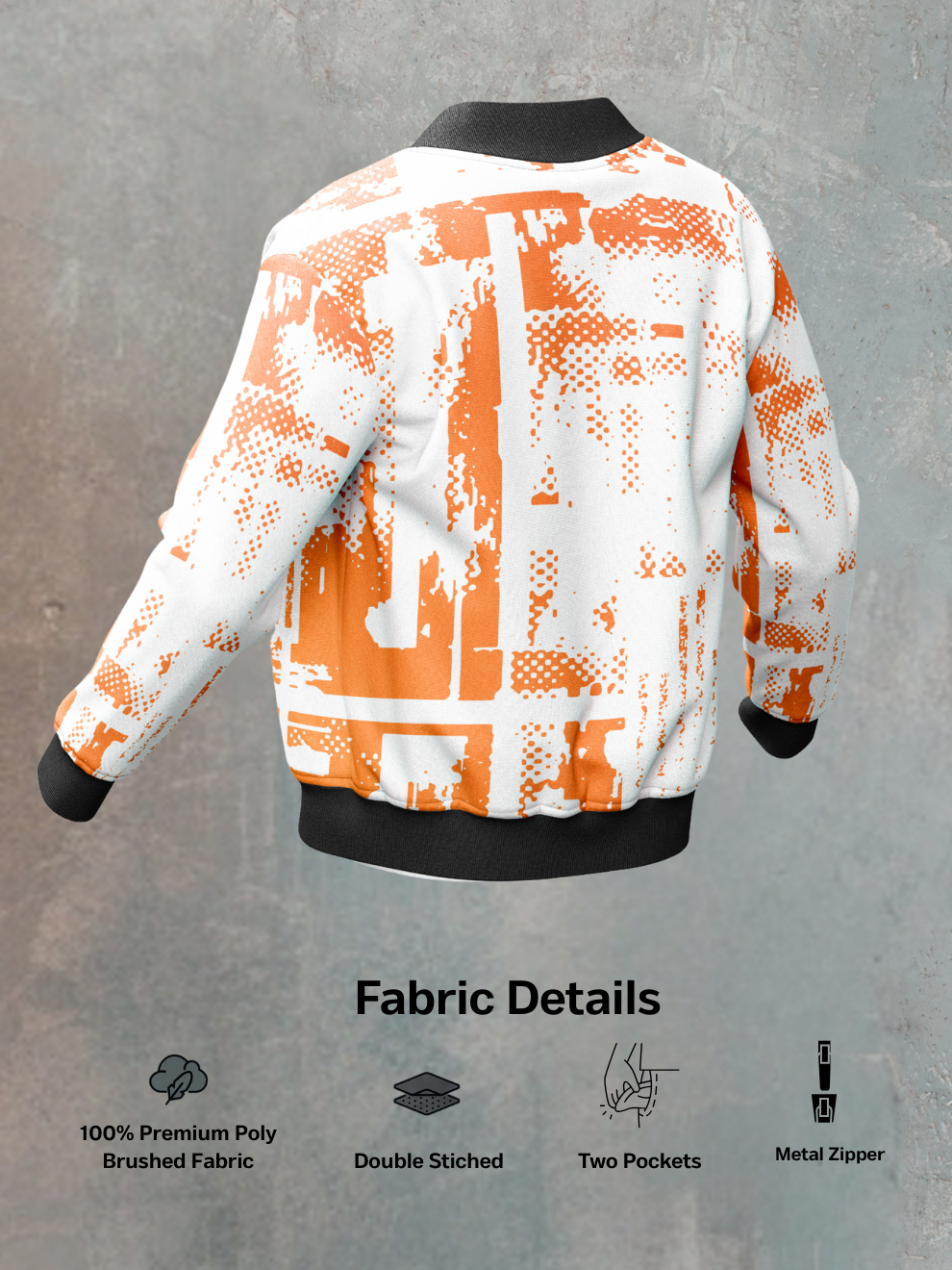 Volt Orange Geo Grid Pattern Slim Fit Sports Jacket