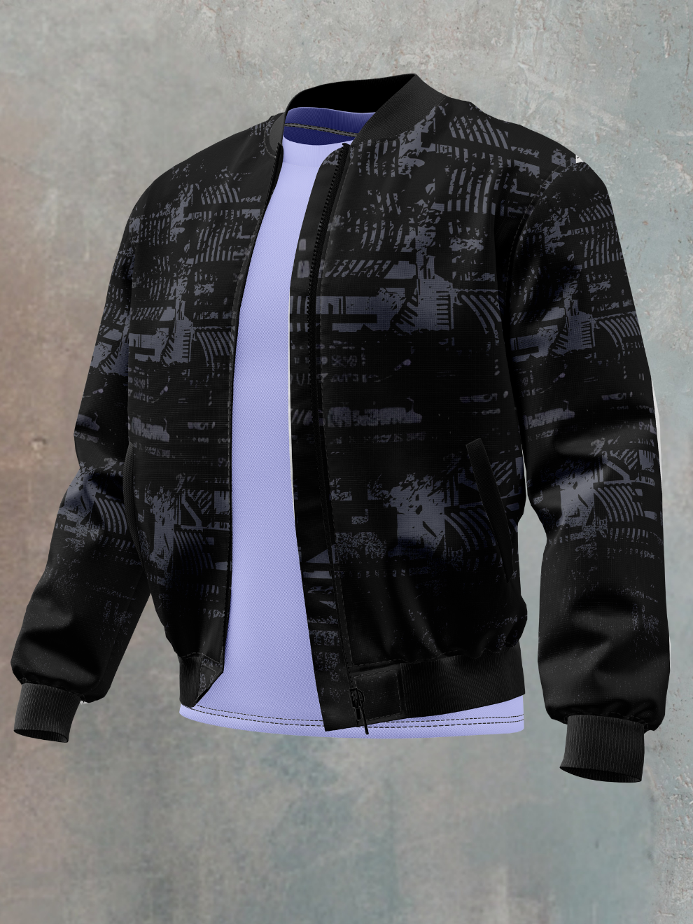 Graphite Black Shadow Grid Pattern Slim Fit Sports Jacket