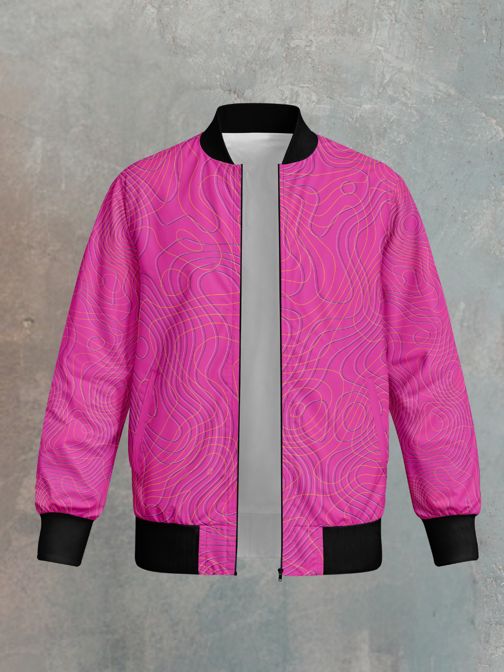 Wave Pink Grid Flow Pattern Slim Fit Sports Jacket