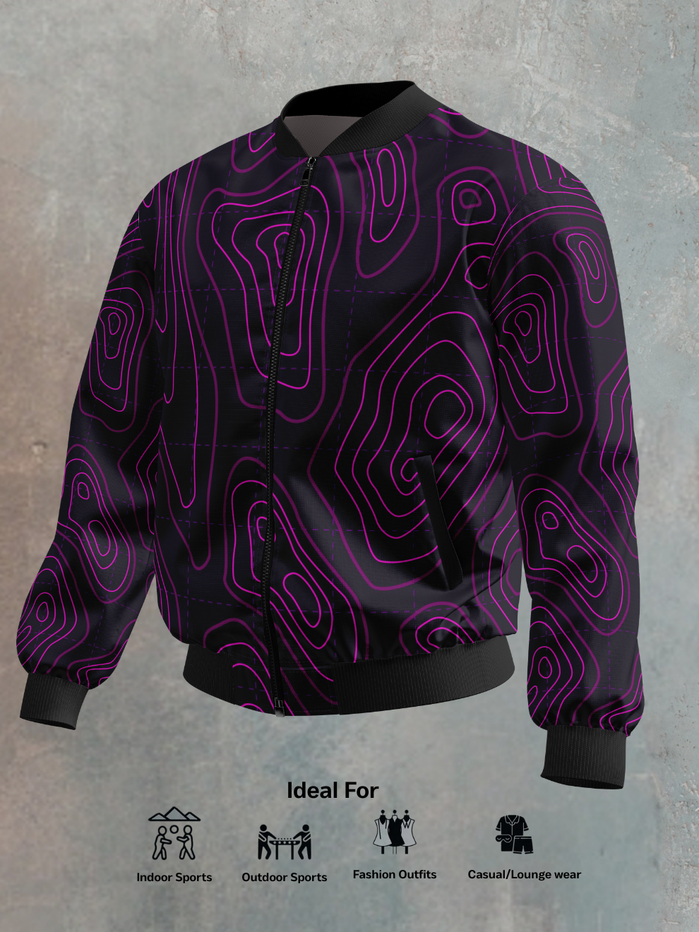 Neon Purple Strike Flex Pattern Slim Fit Sports Jacket