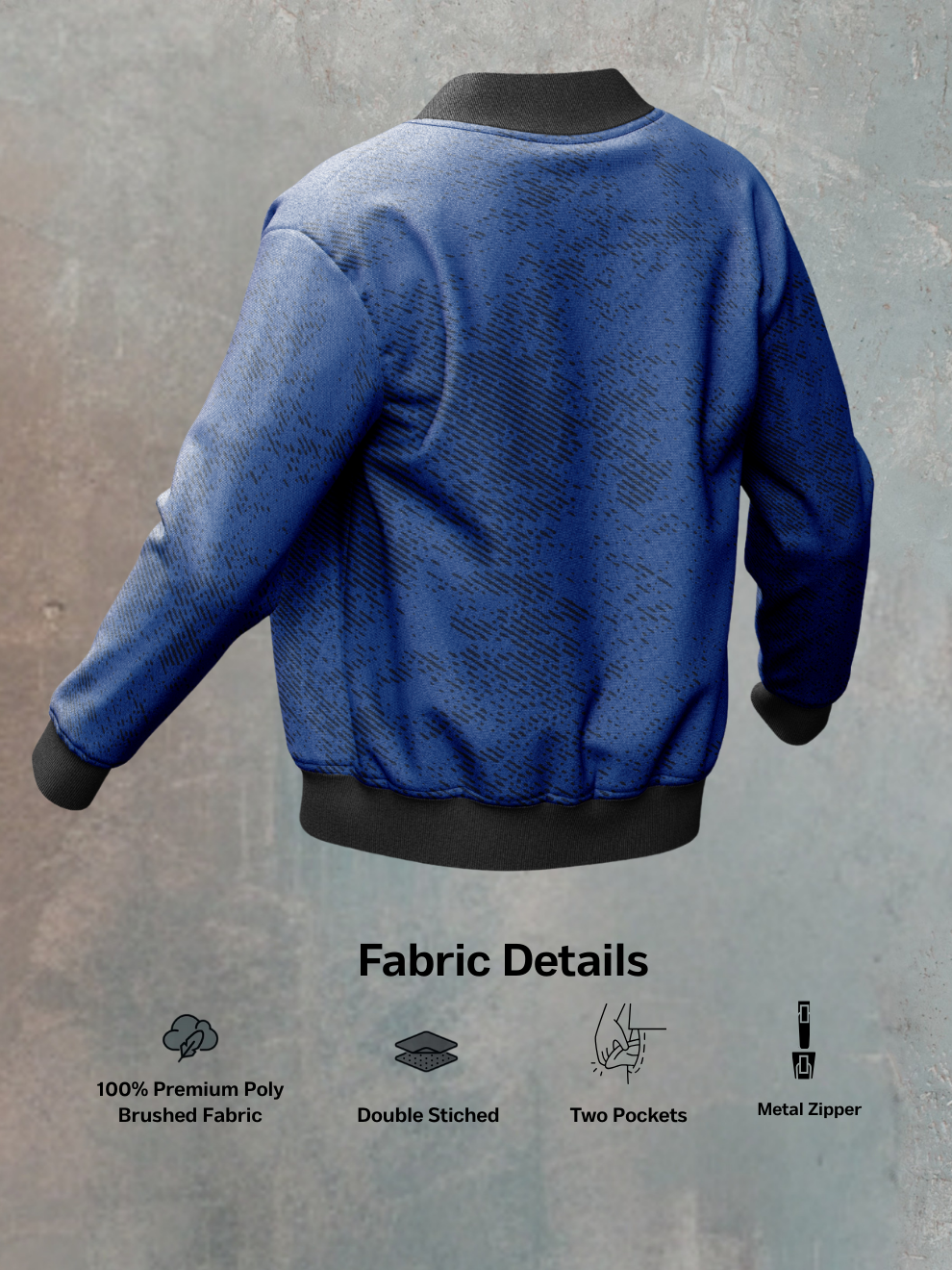Abstract Blue Mist Strike Pattern Slim Fit Sports Jacket