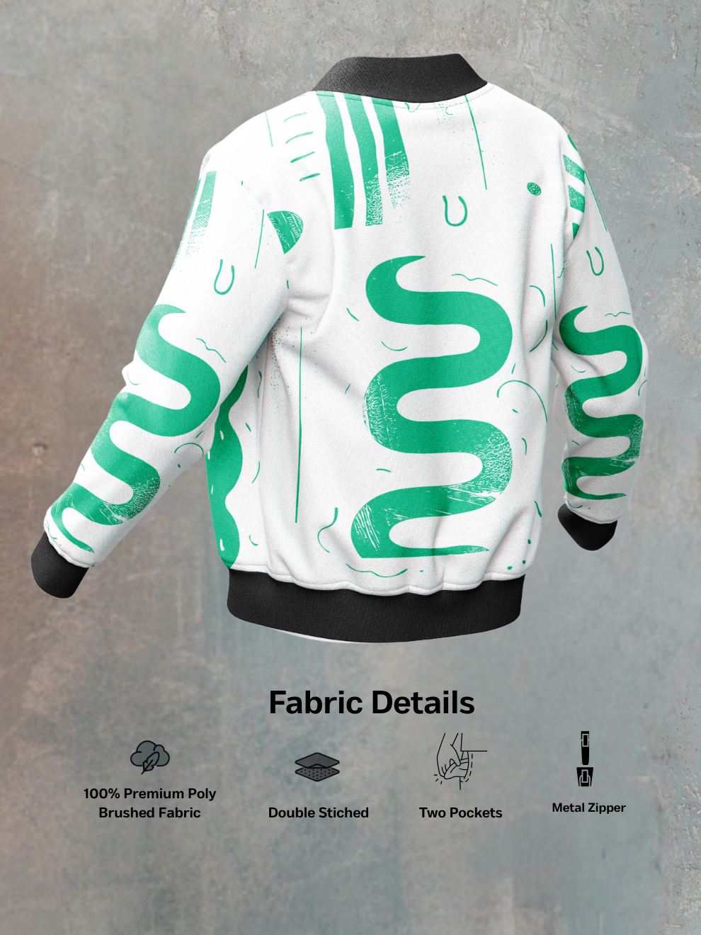 White Dotted Green Geo Stripe Pattern Slim Fit Sports Jacket