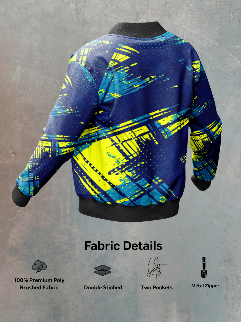 Volt Blue Splash Strike Pattern Slim Fit Sports Jacket