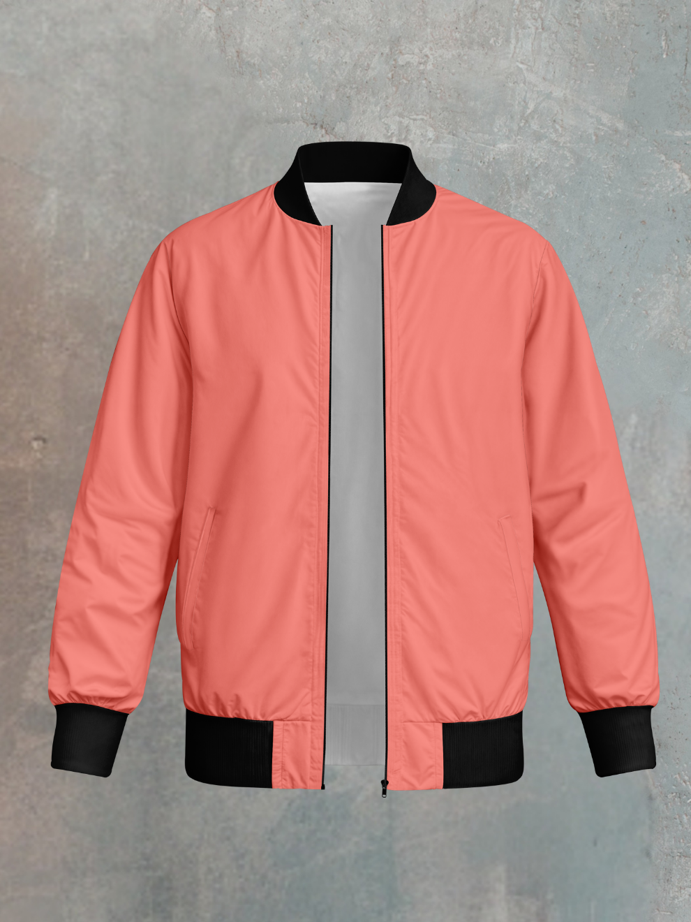 Coral Red Solid Regular Fit Jacket