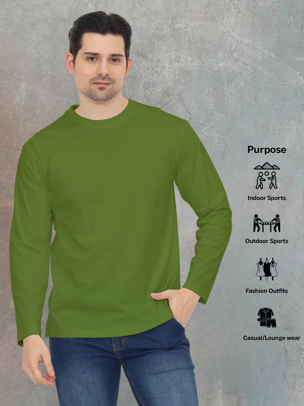 Forest Green Relax Fit Full T-shirt men