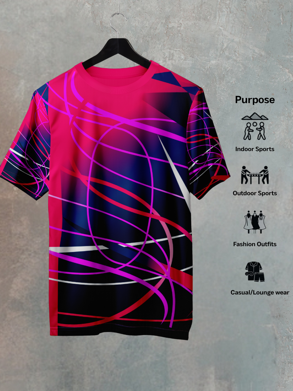Fusion Blue Split Pattern Slim Fit Sports T-shirt for men
