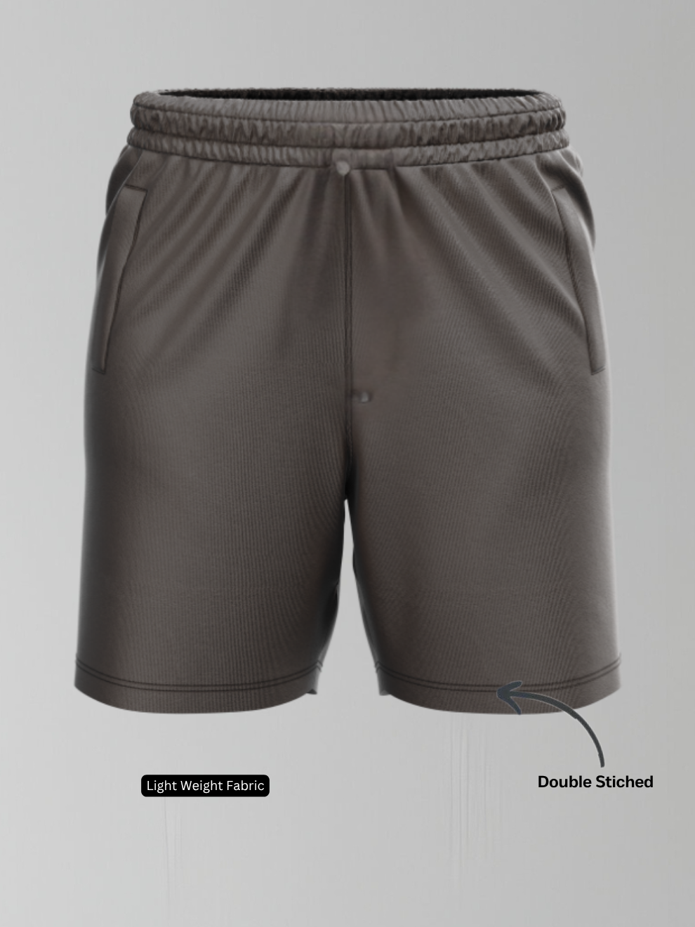 Grey Relaxed Fit Sports Shorts men