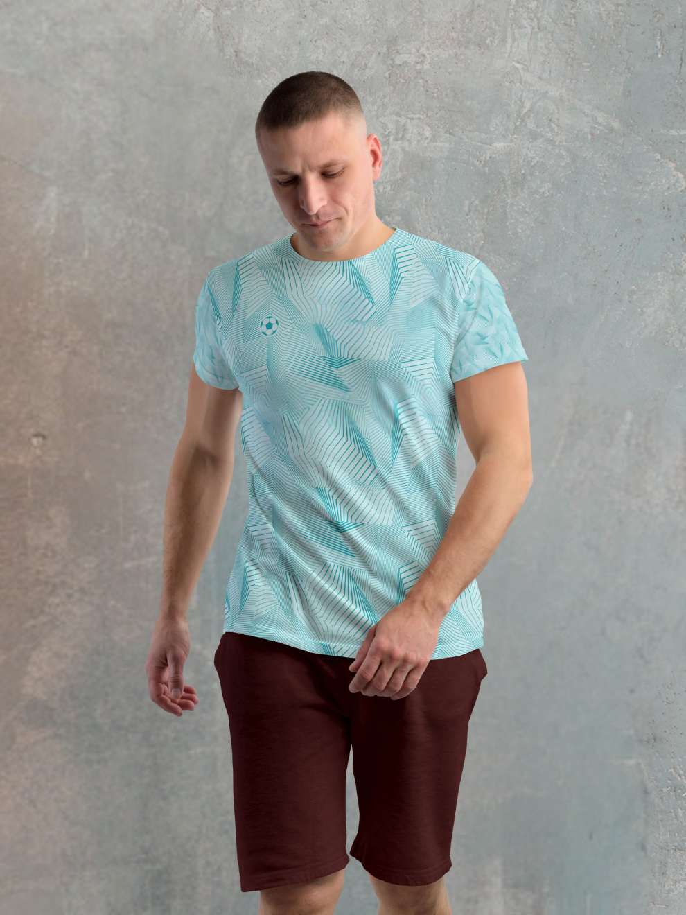 Ice Blue Core Pattern Slim Fit Printed T-shirt for men