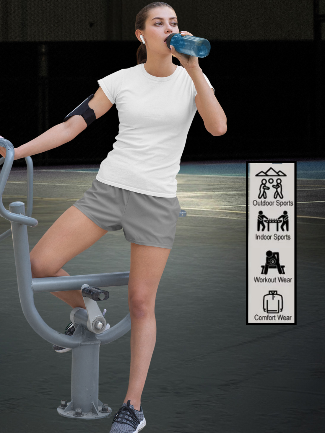 Iron Grey Relaxed Fit Shorts for women