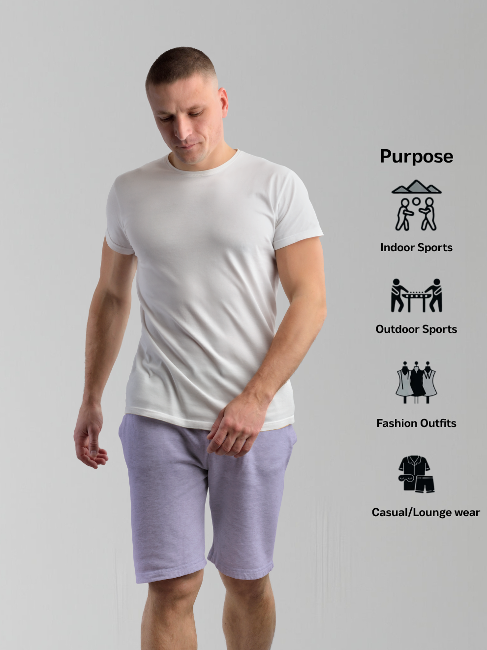 Lavendar Relaxed Fit Sports Shorts men