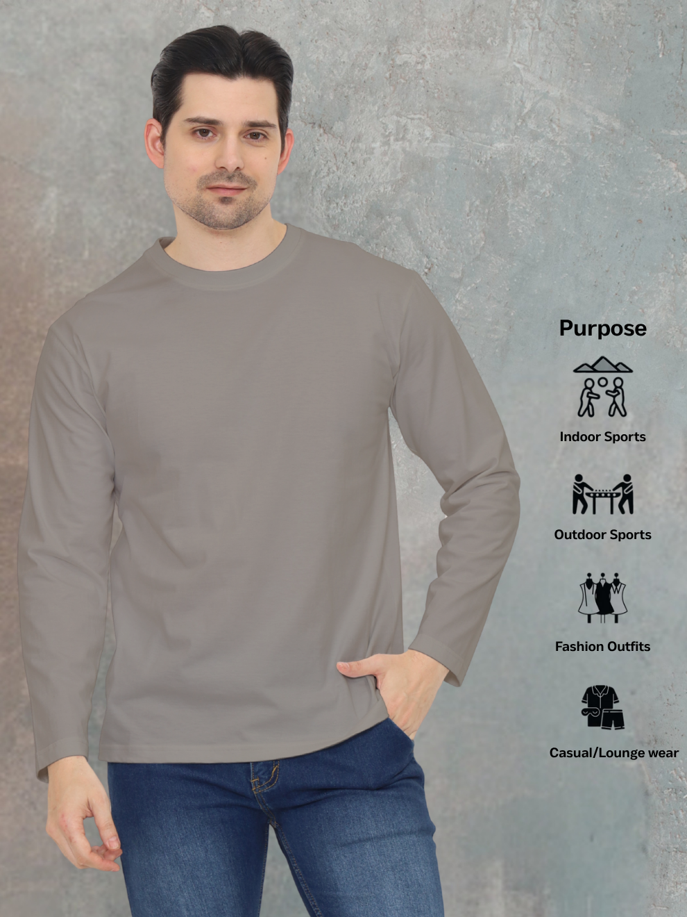 Light Grey Relax Fit Full T-shirt men