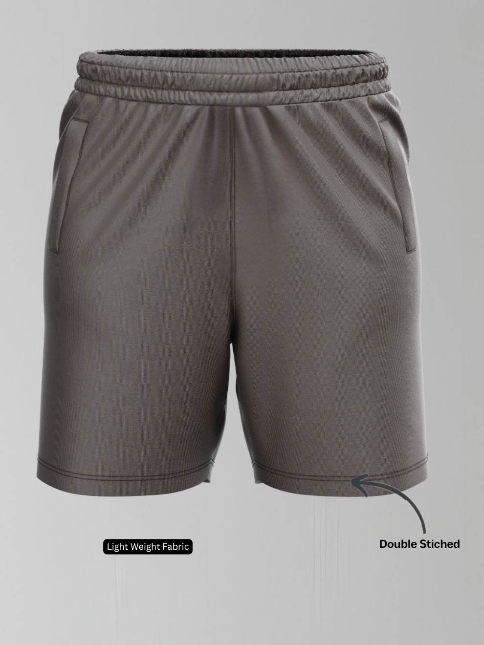 Light Grey Relaxed Fit Sports Shorts men