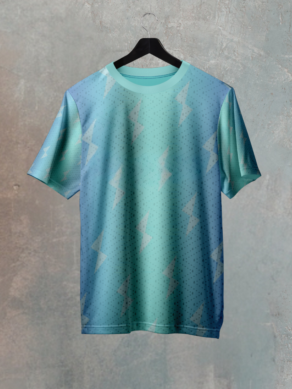 Sky Blue Flash Dot Pattern Slim Fit Printed T-shirt for men