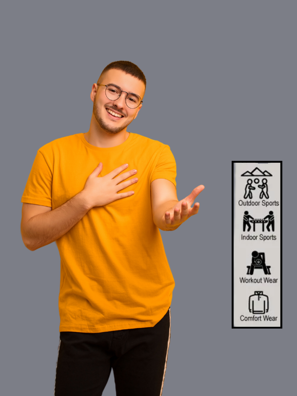 Mustard Yellow Sports T-shirt men