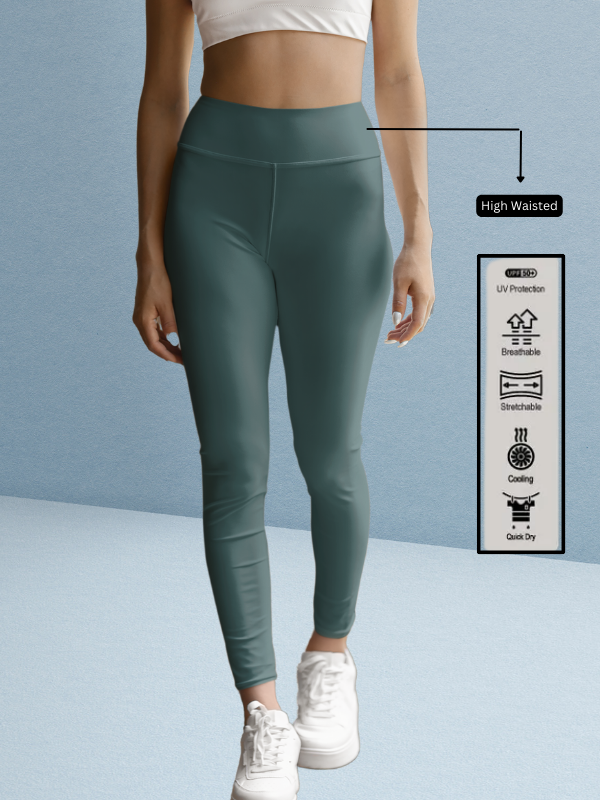 Pine Green High Waisted leggings for women