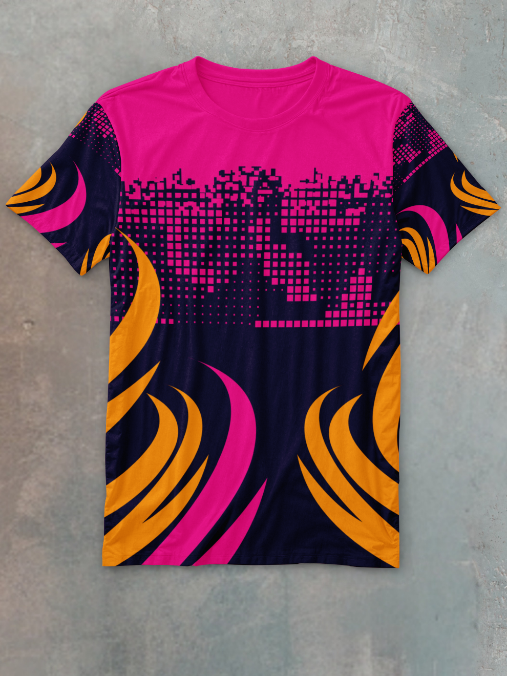 Pink Pixel Flex Pattern Slim Fit Printed T-shirt for men