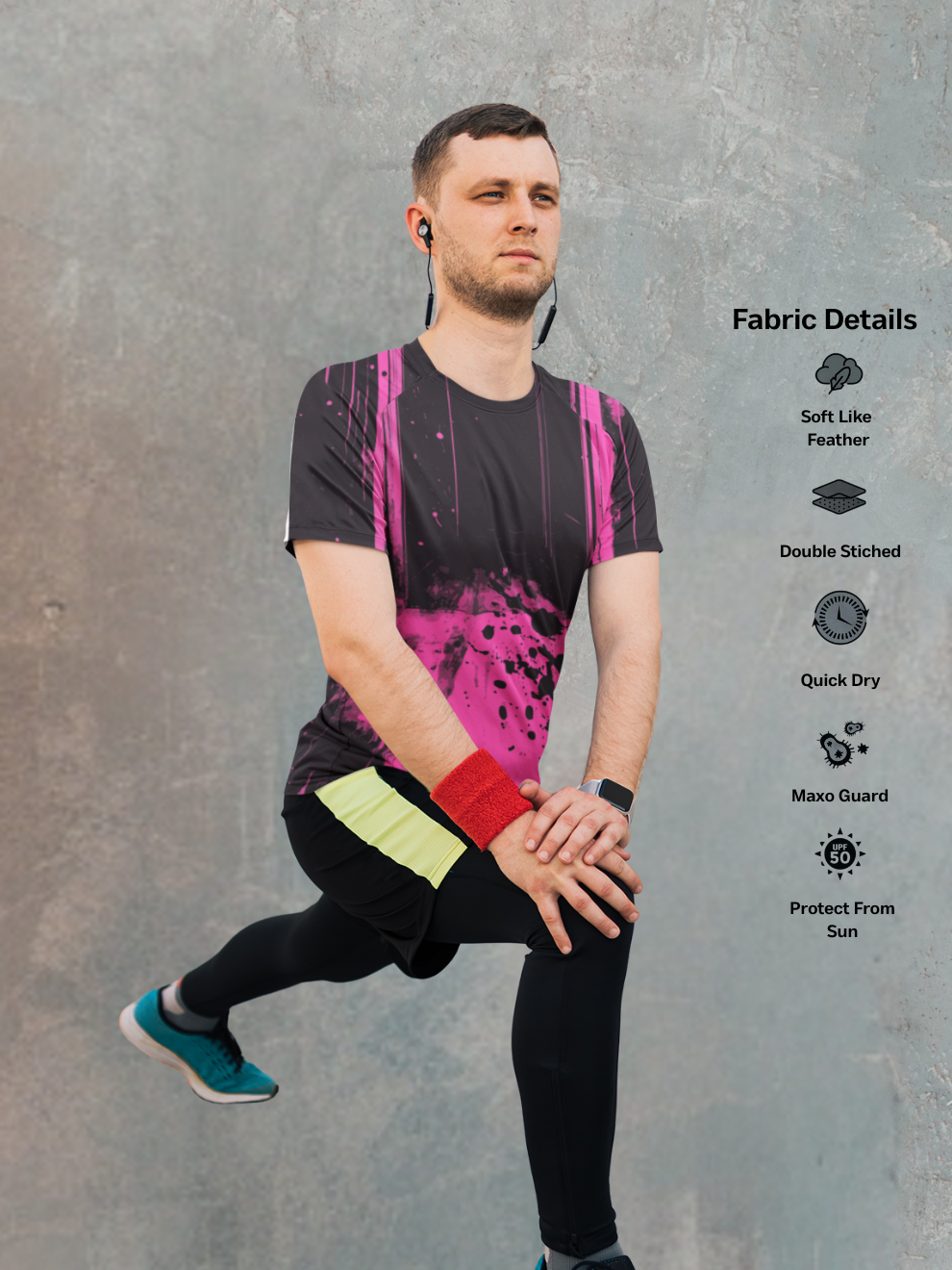 Splatter Black Ink Rush Pattern Slim Fit Printed T-shirt for men
