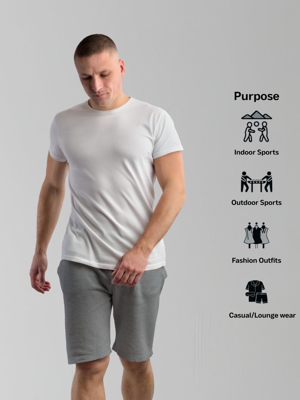 Steel Grey Relaxed Fit Sports Shorts men