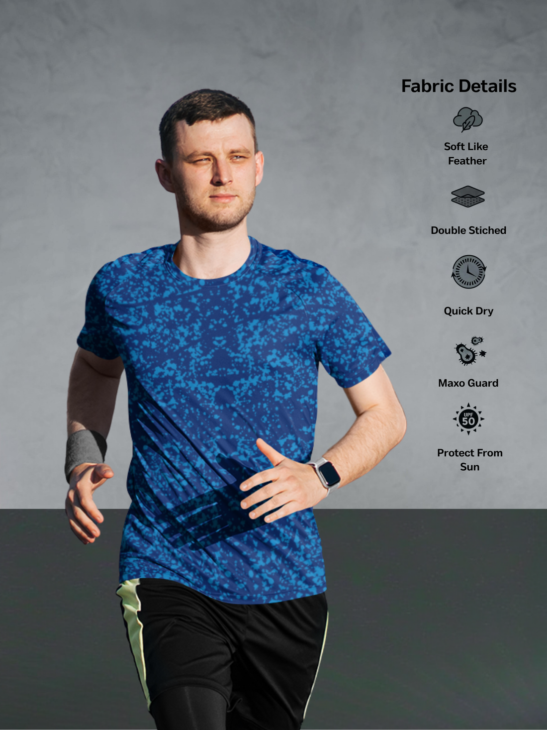 Aero Dot Blue Pulse Dot Pattern Slim Fit Sports T-shirt for men