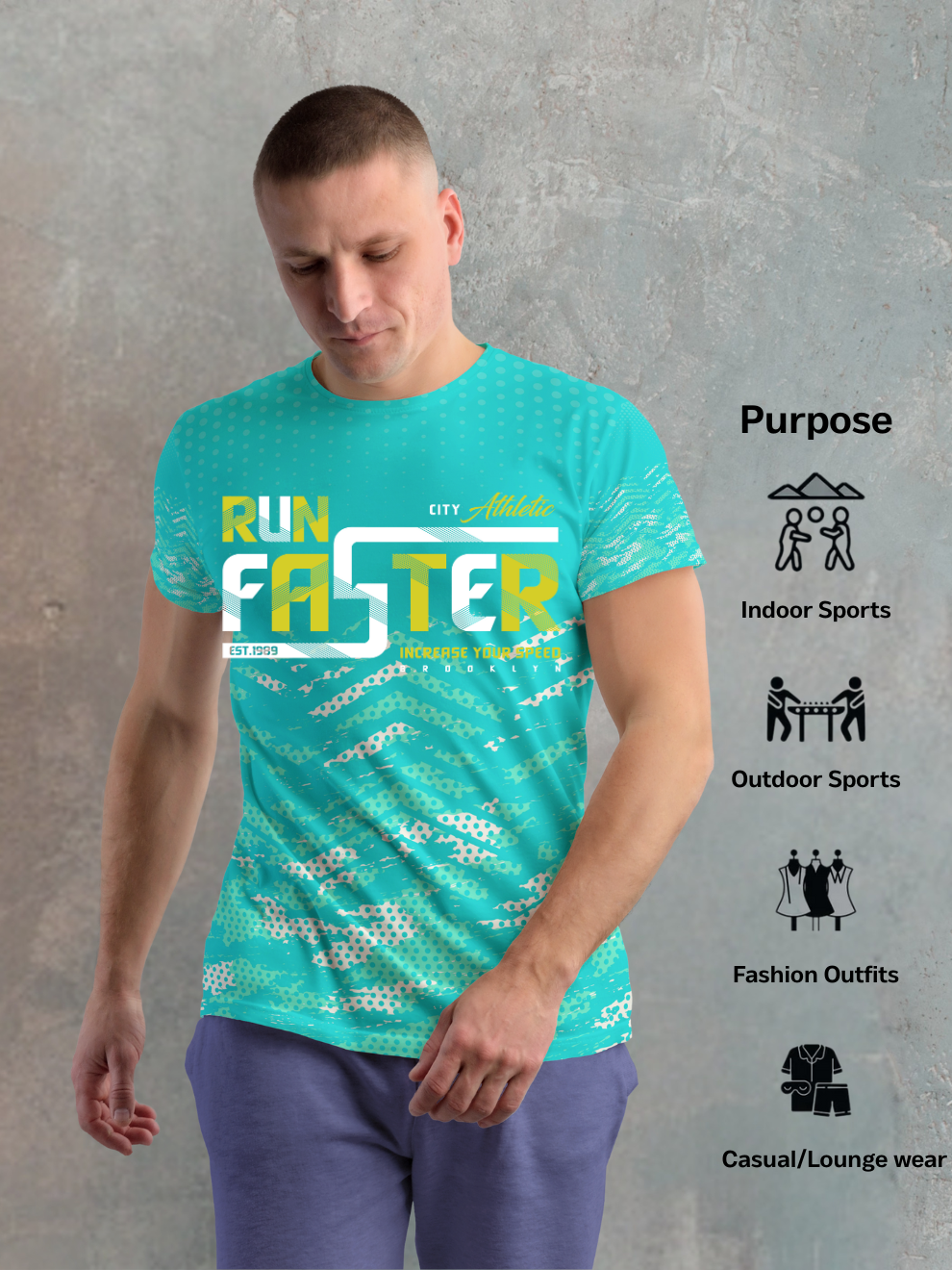 Turquoise Green Hydro Strike Pattern Slim Fit Printed T-shirt for men