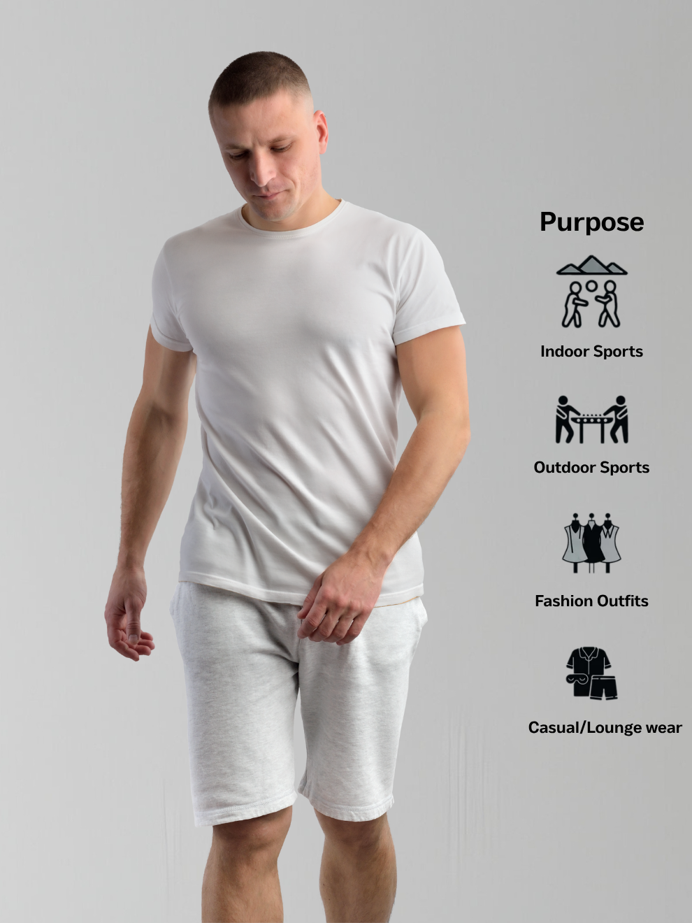White Relaxed Fit Sports Shorts men