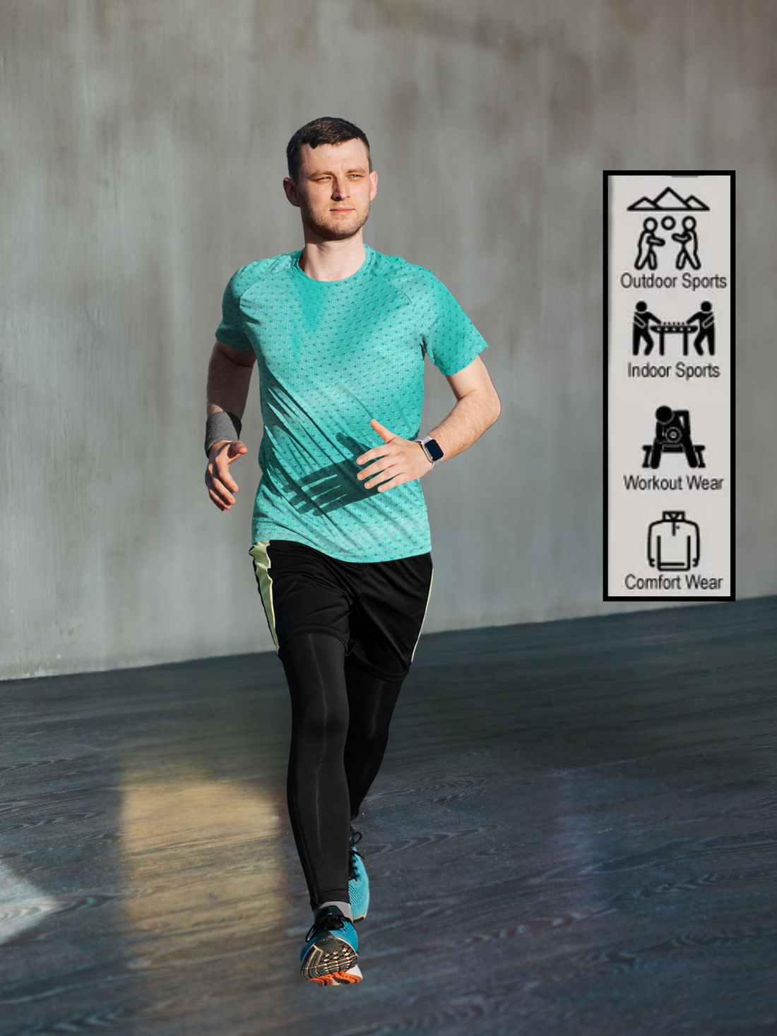 Ocean Mist Green Matrix Texture Pattern Print Slim Fit T-shirt for men